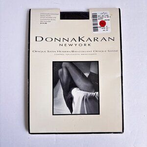 Donna‎ Karan Opaque Satin Control Top Hosiery Size Small Brown Chocolate